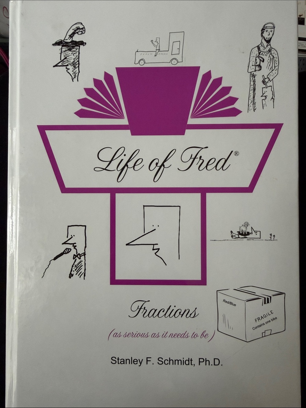 Life of Fred Fractions Book — White with Purple Design